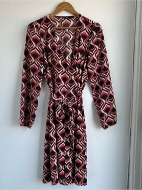 Retro Geometric Long Sleeve Dress